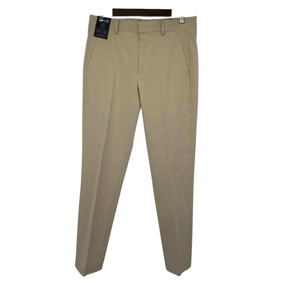 Murano Alex Slim Fit Dress Pants 32x32 Stone Stretch Flat‎ Front Performance NWT
